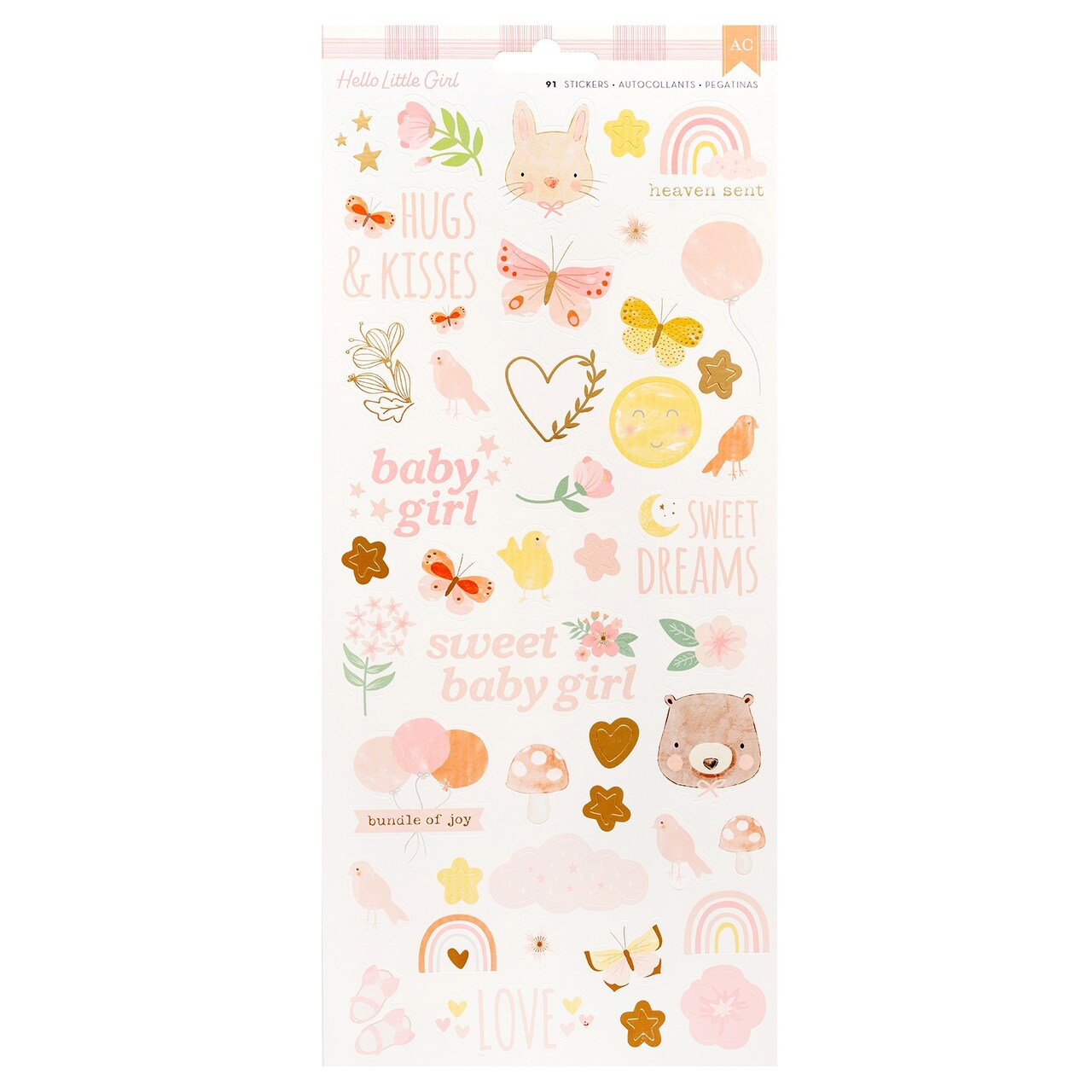 American Crafts Cardstock Stickers 6"X12" 91/Pkg-Hello Little Girl